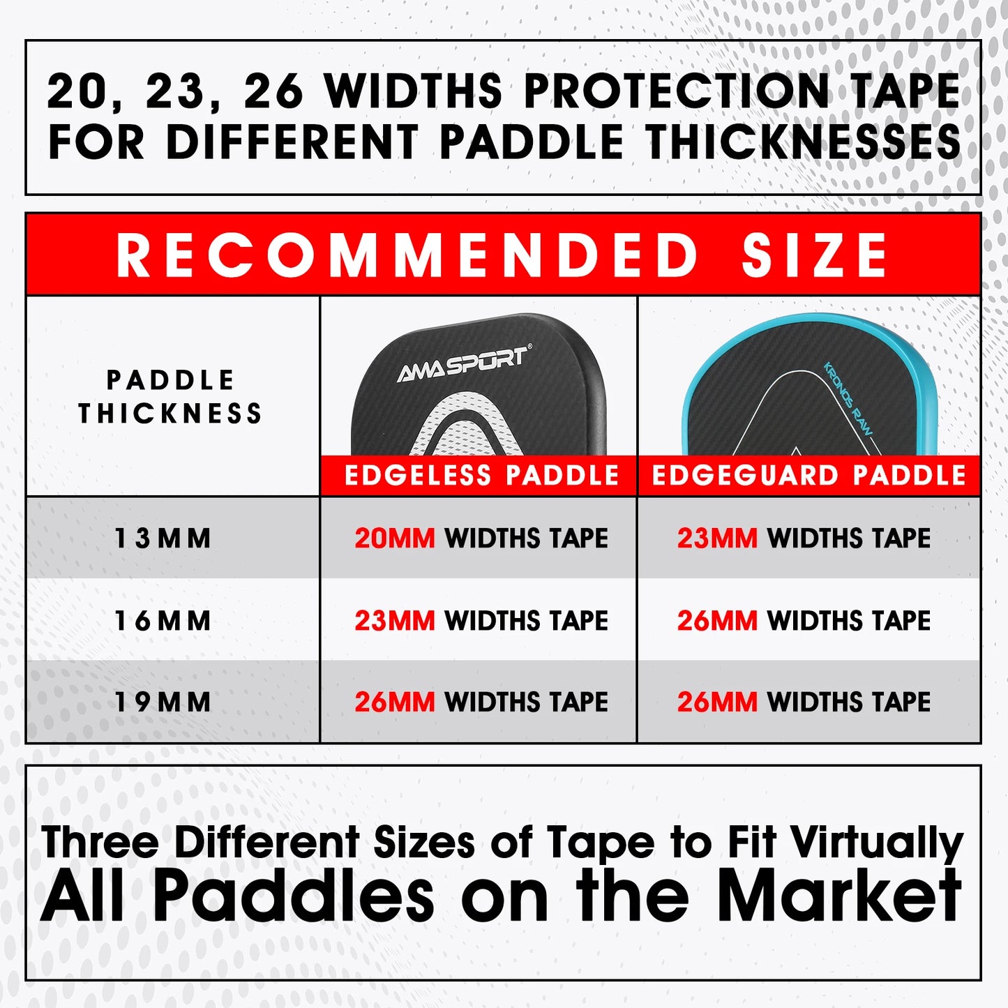 AMA SPORT Pickleball Edge Guard 13/16/19mm Tape